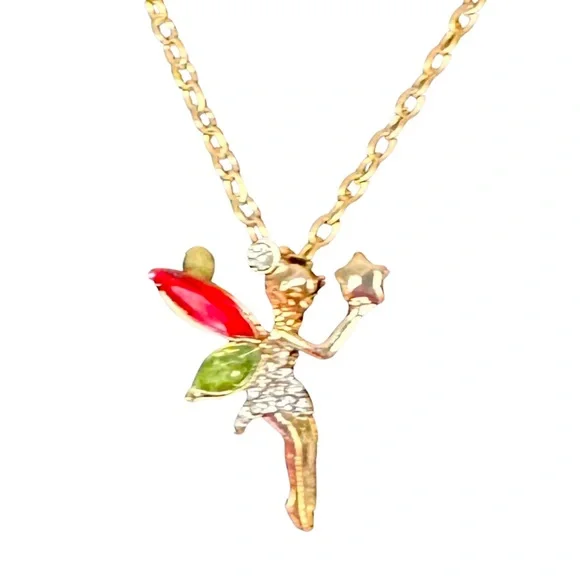 🆕 Tinkerbell Fairy Necklace - Gold - Picture 1 of 4